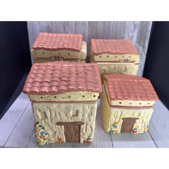 Vtg House of Llyod 1991 Set of 4 Cannisters Southwestern Rare 8",7.5",7",5" Tall - Picture 1 of 16